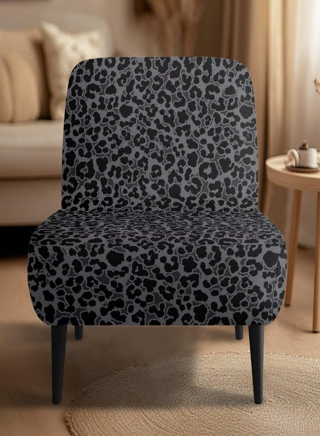 Talayituse Black Leopard Print Accent Chair Cover Slipcover, Armless Stretch Super Soft Chair Slipcovers for Armless Chair Furniture Protector with Elastic Bottom, Pack of 1 - Image 2
